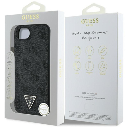 Guess 4G Ring Triangle Logo MagSafe - pouzdro pro iPhone 16e (černé)