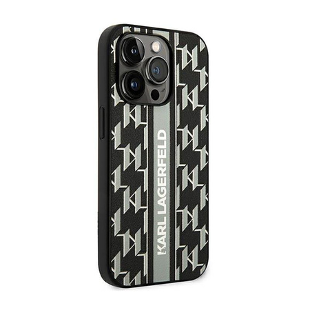 Karl Lagerfeld Monogram Stripe - iPhone 14 Pro Max Tasche (grau)