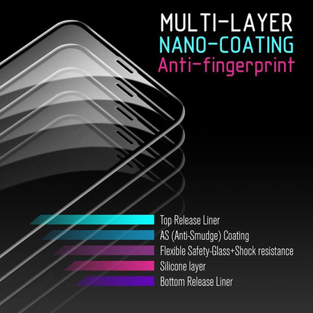 Crong 7D Nano Flexible Glass - 9H Vollbild-Hybridglas für iPhone SE (2022/2020) / 8 / 7 (Schwarz)