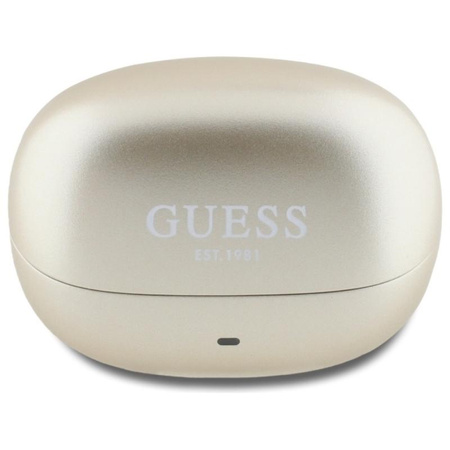 Guess Capsule Printed Logo - TWS ANC & ENC Casque Bluetooth + étui de chargement (or)