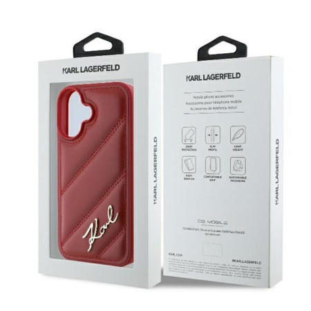 Karl Lagerfeld Quilted Signature - Étui pour iPhone 16 (rouge)
