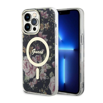 Guess Flower MagSafe - Case iPhone 14 Pro Max (Black)