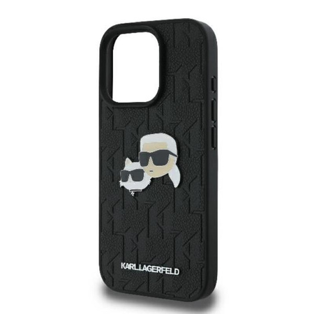 Karl Lagerfeld Monogram Karl & Choupette Head Pin - Hülle für iPhone 16 Pro (schwarz)