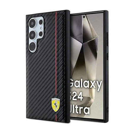 Ferrari Carbon Printed Line - Etui Samsung Galaxy S24 Ultra (noir)