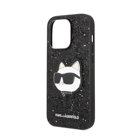 Karl Lagerfeld NFT Glitter Choupette Patch - Coque iPhone 14 Pro (noir)
