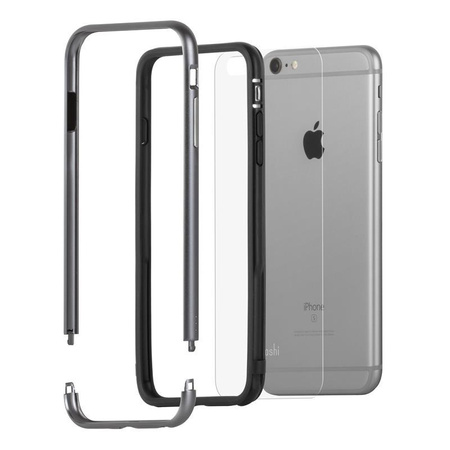 Moshi iGlaze Luxe - Case with aluminum frame iPhone 6s Plus / iPhone 6 Plus (Titanium Grey)