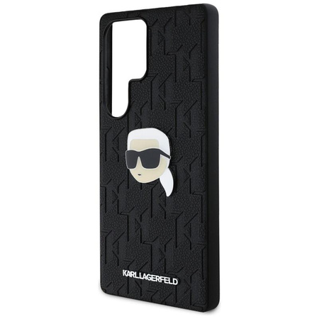 Karl Lagerfeld Leather Monogram Pin Logo Karl Head - Pouzdro pro Samsung Galaxy S25 Ultra (Černé)