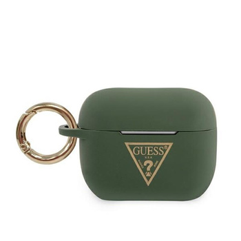 Silikonové pouzdro Guess s trojúhelníkovým logem - Airpods Pro (khaki)