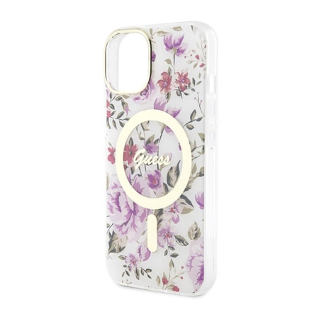 Guess Flower MagSafe - Case for iPhone 14 Plus (Transparent)