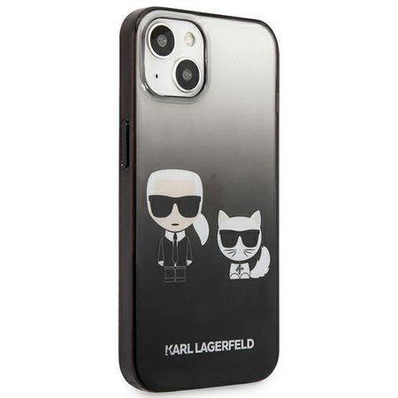 Karl Lagerfeld Gradient Ikonik Karl & Choupette - pouzdro pro iPhone 13 mini (černé)