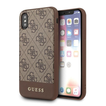 Guess 4G Bottom Stripe Collection - pouzdro pro iPhone Xs / X (hnědé)