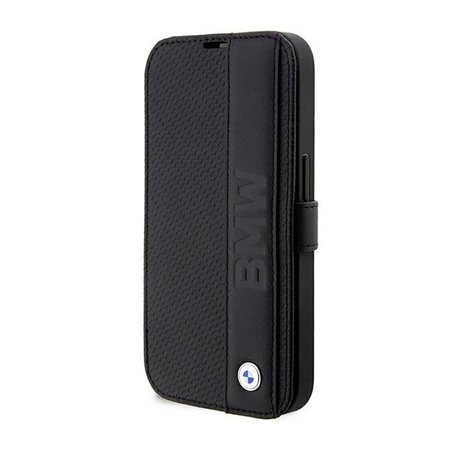 BMW Booktype Leather Textured & Stripe - iPhone 14 Pro Case (noir)
