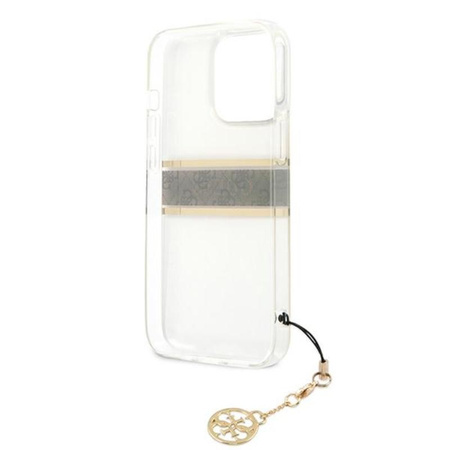 Guess 4G Stripe Brown Charm - iPhone 13 Pro Max tok (átlátszó)