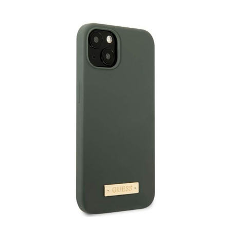 Guess Silicone Logo Plate MagSafe - Hülle für iPhone 13 (Grün)