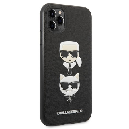 Karl Lagerfeld Saffiano Karl & Choupette Heads - iPhone 11 Pro Tasche (schwarz)
