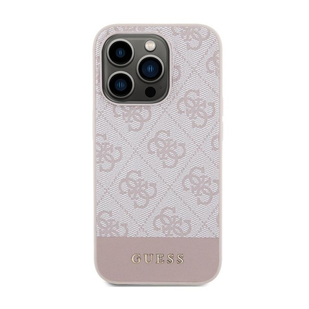 Guess 4G Bottom Stripe Metal Logo Collection - pouzdro pro iPhone 15 Pro (růžové)