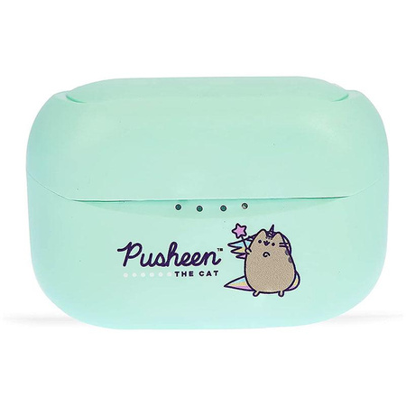 Pusheen - TWS kabellose Bluetooth-Kopfhörer mit Ladetasche (grün)