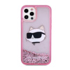 Karl Lagerfeld Liquid Glitter NFT Choupette Head - Hülle für iPhone 12 / iPhone 12 Pro (Pink)