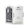 DKNY Leather Checkered Mono Pattern & Printed Stripes - iPhone 14 Pro Case (black)
