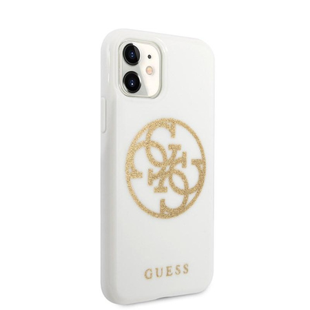 Guess Circle Glitter 4G - pouzdro pro iPhone 11 (bílé)