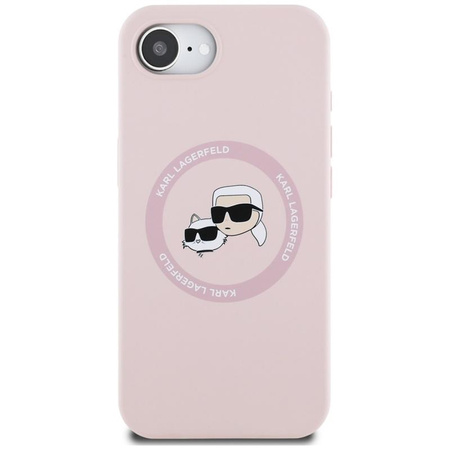 Karl Lagerfeld szilikon Karl & Choupette Heads MagSafe - tok iPhone 16e készülékhez (rózsaszín)