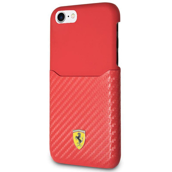 Ferrari Carbon Hard Case - iPhone 8 / 7 case with card pocket (red)