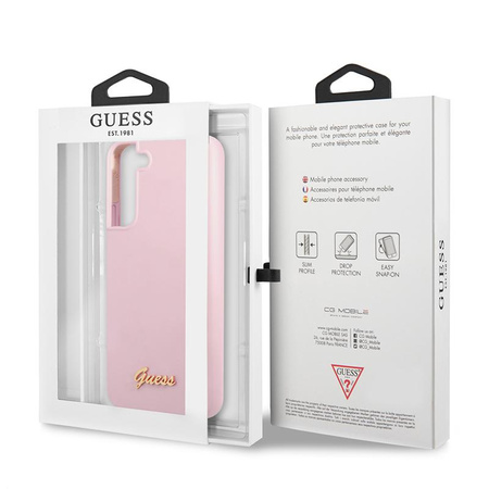 Guess Szilikon Script Metal Logo - Samsung Galaxy S22 tok (levendula)