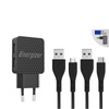 Energizer HardCase - Kompaktní síťová nabíječka 2x USB-A + USB-C a kabel Micro USB (černá) doživotní záruka