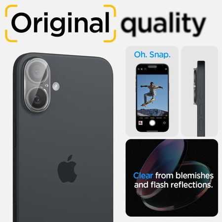 Spigen Optik GLAS.TR Camera Protector 2-Pack - ochranné sklo objektivu pro iPhone 16 / 16 Plus (2 ks) (Transparent)