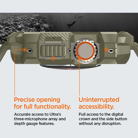 Spigen Rugged Armor Pro - Bracelet avec étui pour Apple Watch Ultra 49 mm (Vintage Khaki)