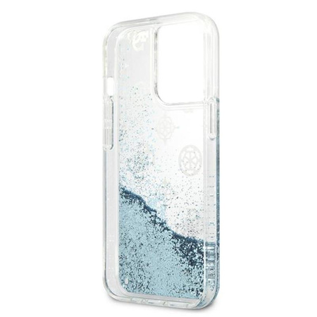 Guess Peony Liquid Glitter - Coque iPhone 13 Pro (bleu)