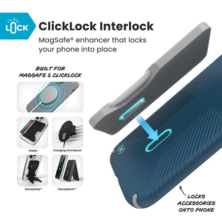 Speck Presidio2 Grip ClickLock & MagSafe - iPhone Air Case (Deep Sea / Silver Metallic / Spell Blue)