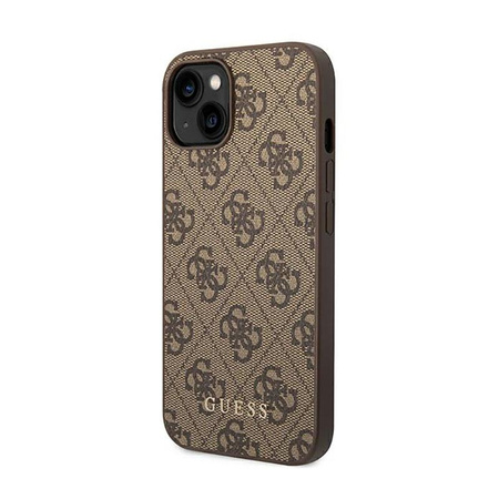 Guess 4G Metal Gold Logo - Case for iPhone 14 Plus (Brown)