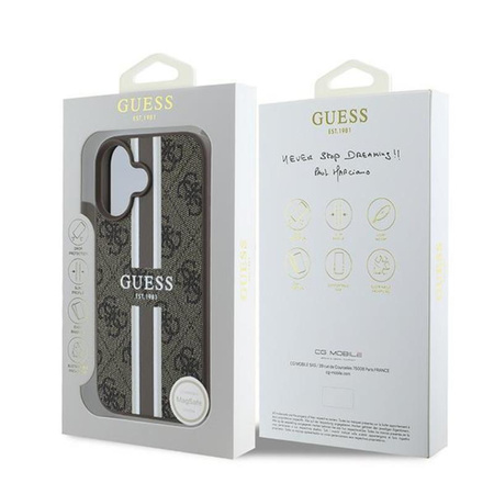Guess 4G Printed Stripes MagSafe - Hülle iPhone 16 Plus (braun)