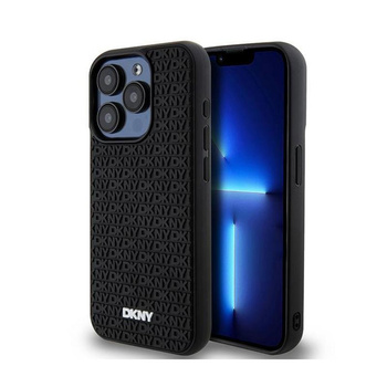 DKNY 3D Rubber Repeat Pattern - Pouzdro pro iPhone 15 Pro Max (Černá)