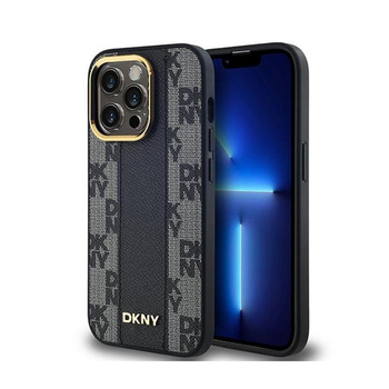DKNY Leather Checkered Mono Pattern MagSafe - iPhone 13 Pro Max Case (black)