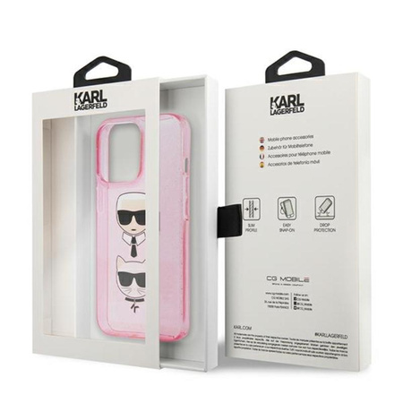 Karl Lagerfeld Glitter Karl & Choupette Head - iPhone 13 Pro Case (pink)