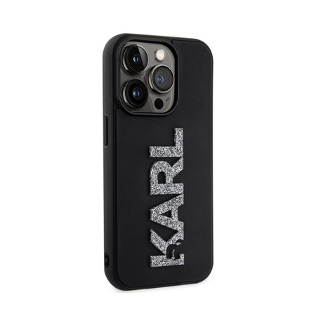 Karl Lagerfeld 3D Rubber Glitter Logo - iPhone 15 Pro Tasche (Schwarz)