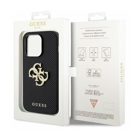 Guess 4G Strass Metal Logo - pouzdro pro iPhone 15 Pro Max (stříbrné)
