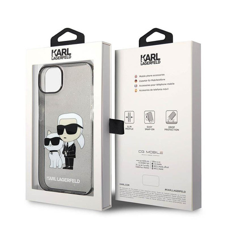 Karl Lagerfeld IML Glitter NFT Karl & Choupette - iPhone 14 Case (black)