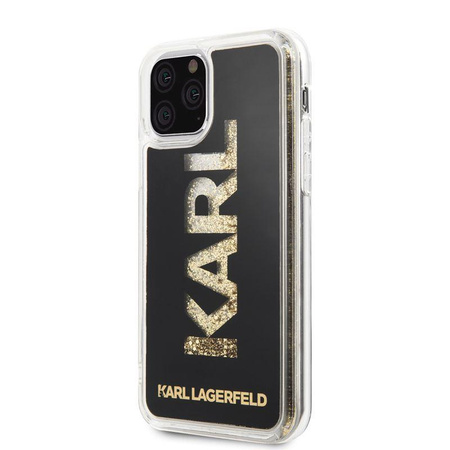 Karl Lagerfeld Logo Karl Liquid Glitter - iPhone 11 Pro Case (Black/Gold Glitter)