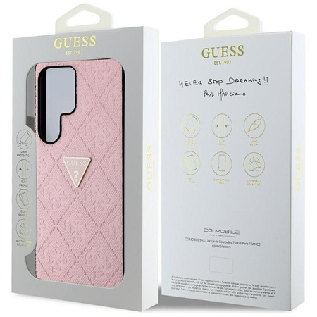 Pouzdro Guess Hot Stamp 4G Pattern Triangle Metal Logo - Samsung Galaxy S25 Ultra (růžové)