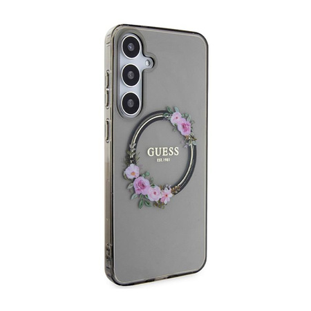 Guess IML Flowers Wreath MagSafe - Samsung Galaxy S24+ Case (black)