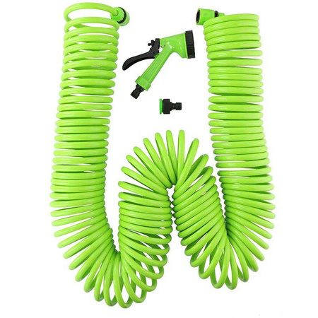 Kinzo - Spiral garden hose with couplings and gun included 30 m