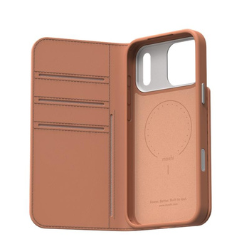ETUI Z KLAPKĄ DO IPHONE 17 PRO MAX do MAGSAFE MOSHI SKÓRZANE MAGNETYCZNE