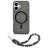 Guess IML Glitter With Pearl Strap MagSafe - iPhone 16 Tasche (schwarz)