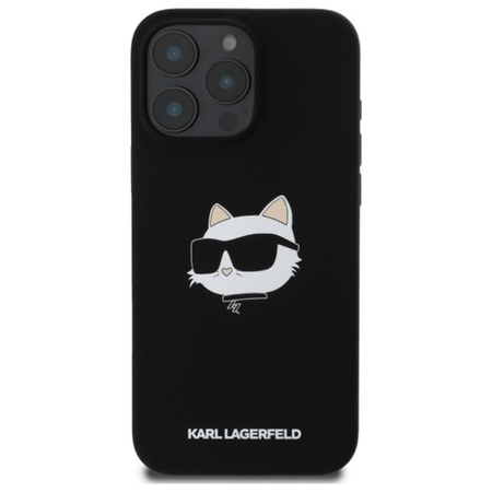 Karl Lagerfeld Silikon Choupette Kopf drucken MagSafe - iPhone 16 Pro Fall (schwarz)
