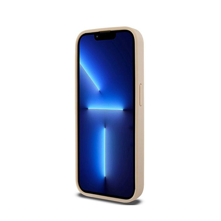 DKNY Leather Checkered Mono Pattern & Printed Stripes - Coque pour iPhone 15 Pro (rose)