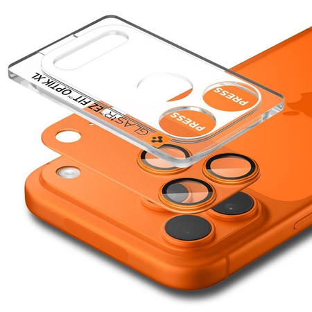 Spigen Optik Pro XL Glas.TR EZ Fit - Ochranné sklo objektivu iPhone 17 Pro Max (Orange)