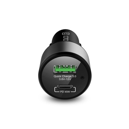 Szybka Ładowarka Samochodowa USB-C PD 45W + USB QC 3.0 18W Crong 63W Czarna